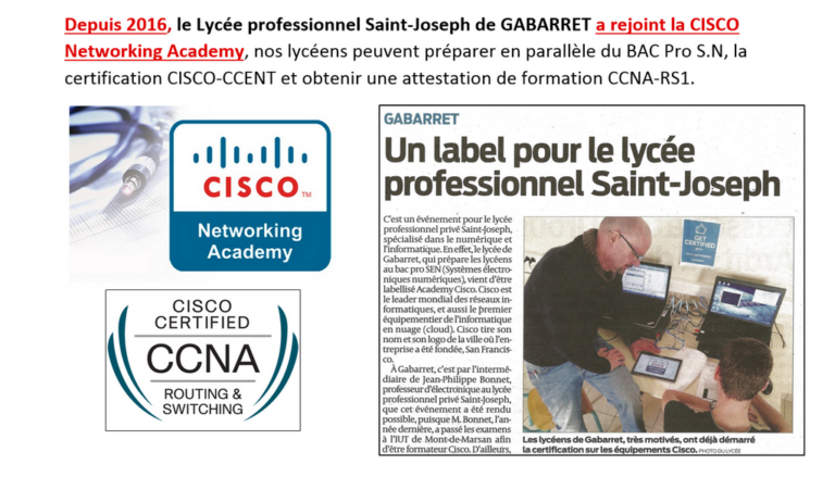 BAC Pro S.N. et formation CISCO